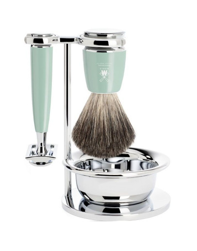 Muehle Rytmo - Бритвенный набор Смола мятного цвета Натуральный барсучий ворс Т-образная бритва Чаша