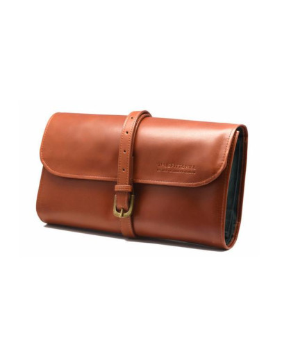 Truefitt and Hill Military Roll Up Wet Pack - Кожаная дорожная косметичка Светло-коричневая