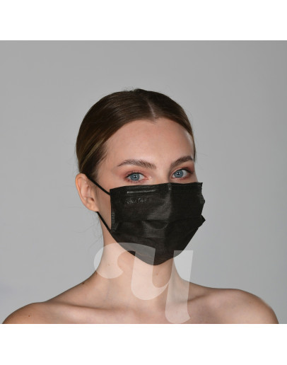 Маска медицинская трехслойная на резинках Чистовье, 175х95 мм, Черный, 100 шт/упк