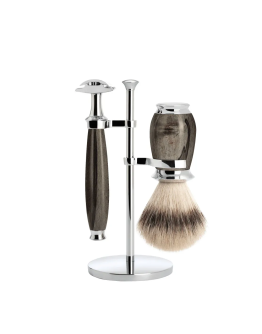 Muehle Purist - Бритвенный набор каповый бук, барсучий ворс высшей категории Silvertip, Т-образная бритва