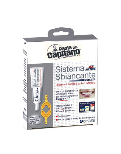 Pasta Del Capitano Whitening with OX-Active - Набор для отбеливания зубов (зубная паста с активным кислородом 50 мл + капа)