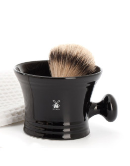 Muehle - Чаша для бритья Черный фарфор с ручкой
