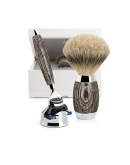 Muehle Edition - Бритвенный набор Барсучий ворс высшей категории Silvertip Бритва Fusion Мореный дуб Стерлинговое серебро