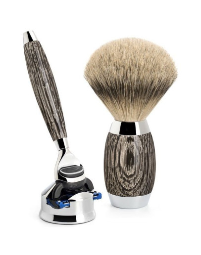Muehle Edition - Бритвенный набор Барсучий ворс высшей категории Silvertip Бритва Fusion Мореный дуб Стерлинговое серебро