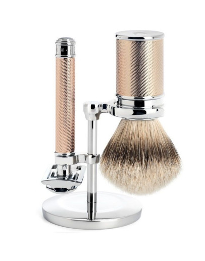 Muehle Traditional - Бритвенный набор Розовое золото Барсучий ворс высшей категории Silvertip Т-образная бритва