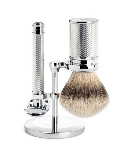 Muehle Traditional - Бритвенный набор Хром Барсучий ворс высшей категории Silvertip Т-образная бритва