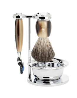 Muehle Vivo - Бритвенный набор Смола Цвет рога Натуральный барсучий ворс Бритва Fusion Чаша