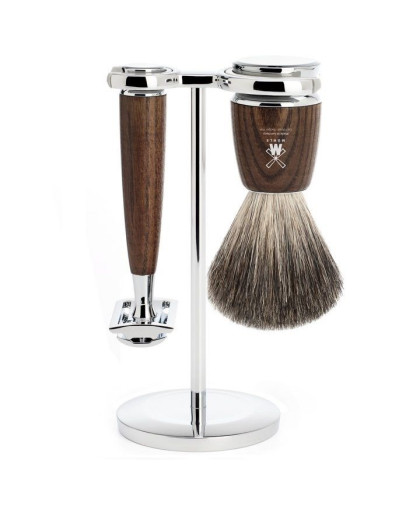 Muehle Rytmo - Бритвенный набор Ясень Натуральный барсучий ворс Т-образная бритва