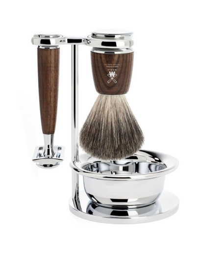 Muehle Rytmo - Бритвенный набор Ясень Натуральный барсучий ворс Т-образная бритва Чаша