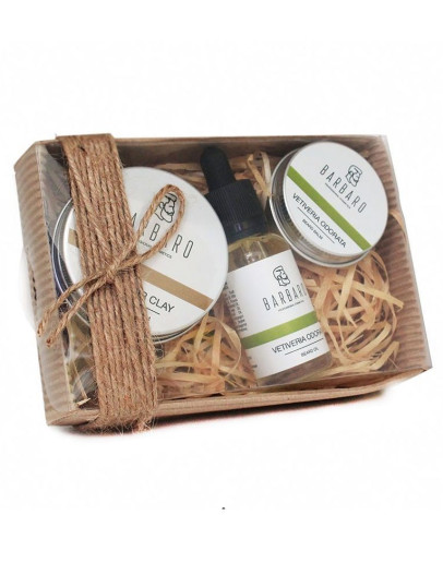 Barbaro Set №10 - Подарочный набор из глины для укладки волос и масла с бальзамом для бороды