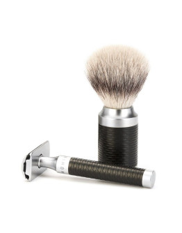 Muehle Rocca 091 M 96 - Помазок Барсучий ворс высшей категории Silvertip Сталь Черный акцент