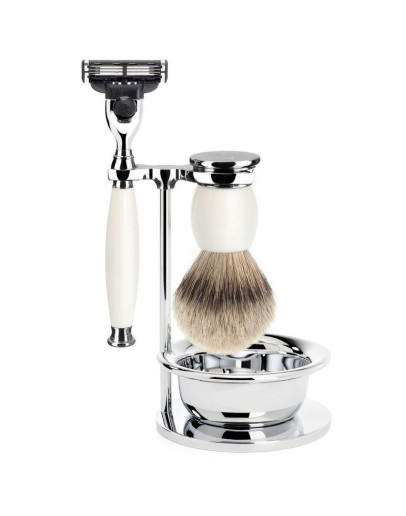 Muehle Sophist- Бритвенный набор Фарфор Барсучий ворс высшей категории Silvertip Бритва Mach3 Чаша