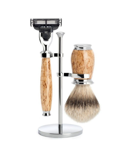 Muehle Purist - Бритвенный набор Каповая береза Барсучий ворс высшей категории Silvertip Бритва Mach3