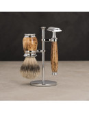 Muehle Purist - Бритвенный набор Каповая береза Барсучий ворс высшей категории Silvertip Т-образная бритва