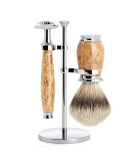 Muehle Purist - Бритвенный набор Каповая береза Барсучий ворс высшей категории Silvertip Т-образная бритва