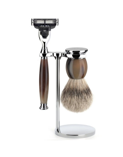 Muehle Sophist - Бритвенный набор Натуральный рог Барсучий ворс высшей категории Silvertip Бритва Mach3