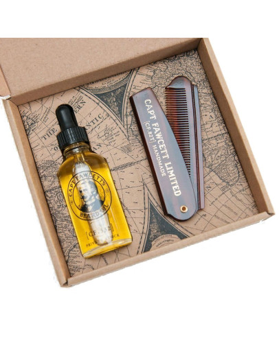 Captain Fawcett Beard Oil & Folding Pocket Beard Comb - Подарочный набор для бороды