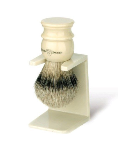 Edwin Jagger Large Ivory Silver Tip 3EJ467LDS - Помазок Слоновая кость Барсучий ворс с подставкой