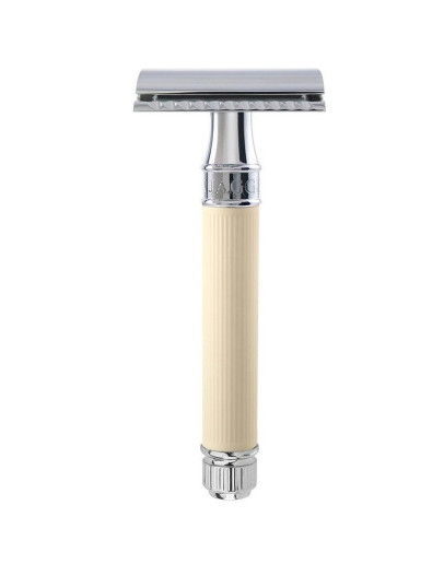 Edwin Jagger DE87RC14BL - Станок для бритья Т-образный хром бежевое резиновое покрытие