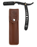 Rebel Barber Predator Black - Опасная бритва со сменным лезвием с кожаным чехлом