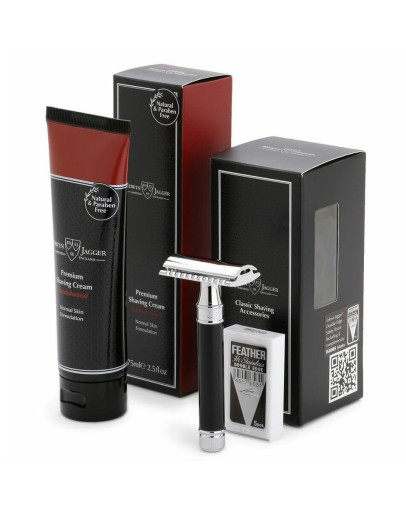 Edwin Jagger GS414SCSWT - Подарочный набор черная смола T-образный станок