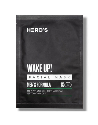 Hero S Wake Up Facial Mask - Тканевая пробуждающая детокс - маска 20 г