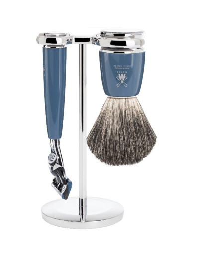 Muehle Rytmo - Бритвенный набор Темно-бирюзовая смола Натуральный барсучий ворс Бритва Fusion