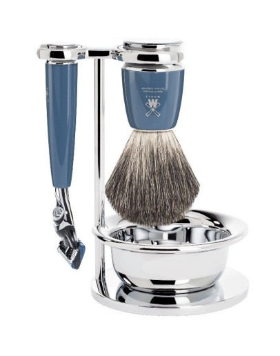 Muehle Rytmo - Бритвенный набор Темно-бирюзовая смола Натуральный барсучий ворс Бритва Fusion Чаша
